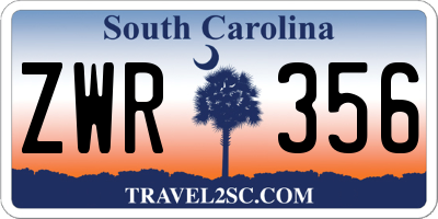 SC license plate ZWR356