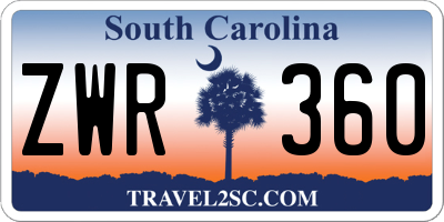 SC license plate ZWR360
