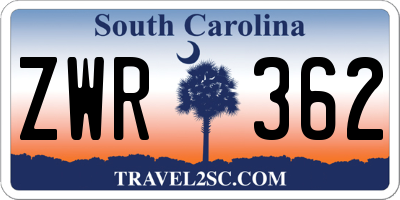 SC license plate ZWR362