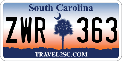 SC license plate ZWR363