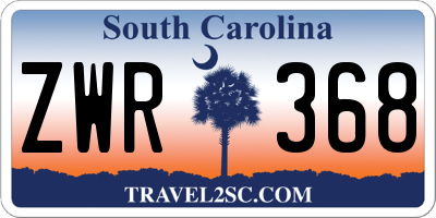 SC license plate ZWR368