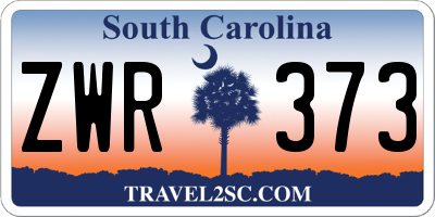 SC license plate ZWR373