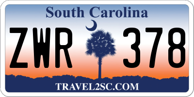 SC license plate ZWR378