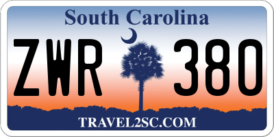 SC license plate ZWR380