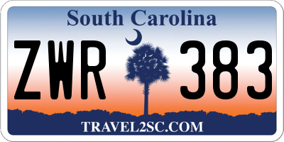 SC license plate ZWR383
