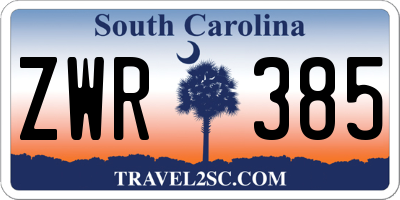 SC license plate ZWR385