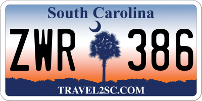 SC license plate ZWR386