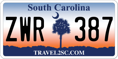 SC license plate ZWR387