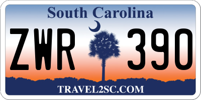 SC license plate ZWR390