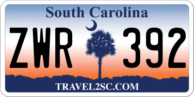 SC license plate ZWR392