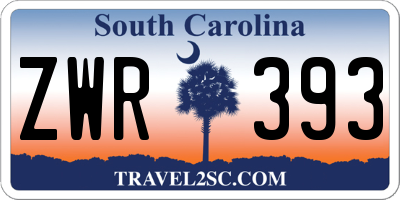 SC license plate ZWR393