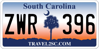 SC license plate ZWR396