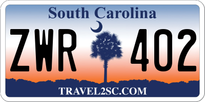 SC license plate ZWR402