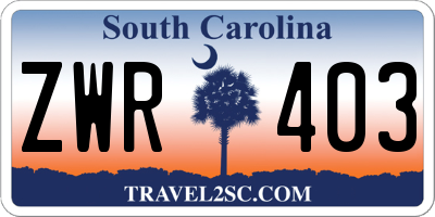 SC license plate ZWR403