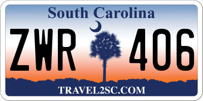 SC license plate ZWR406