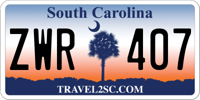 SC license plate ZWR407