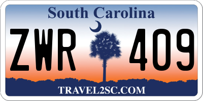 SC license plate ZWR409
