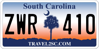 SC license plate ZWR410