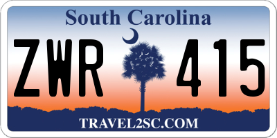 SC license plate ZWR415