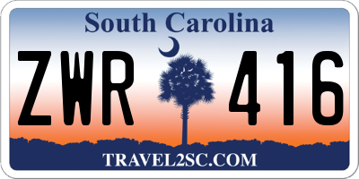 SC license plate ZWR416
