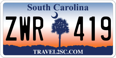 SC license plate ZWR419