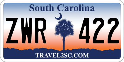SC license plate ZWR422