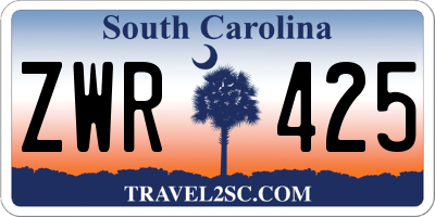 SC license plate ZWR425