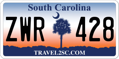 SC license plate ZWR428