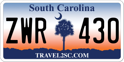 SC license plate ZWR430