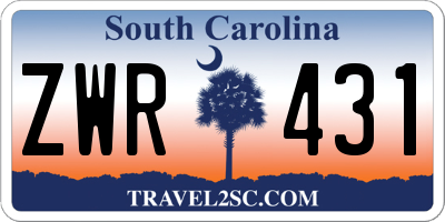 SC license plate ZWR431