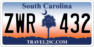 SC license plate ZWR432