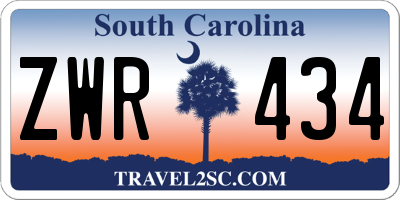 SC license plate ZWR434