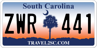 SC license plate ZWR441