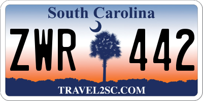 SC license plate ZWR442