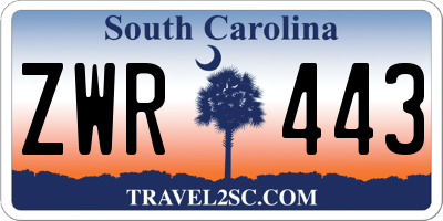 SC license plate ZWR443