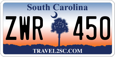SC license plate ZWR450