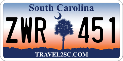 SC license plate ZWR451