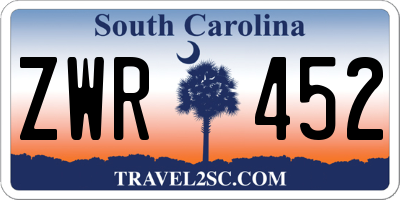 SC license plate ZWR452
