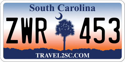 SC license plate ZWR453