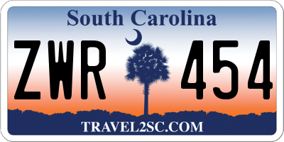 SC license plate ZWR454