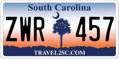 SC license plate ZWR457