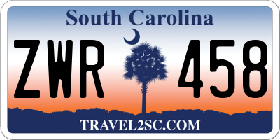 SC license plate ZWR458