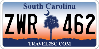 SC license plate ZWR462