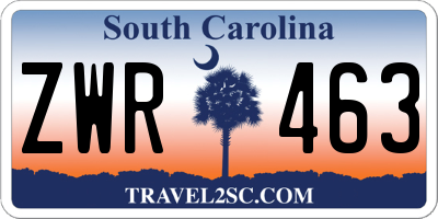 SC license plate ZWR463