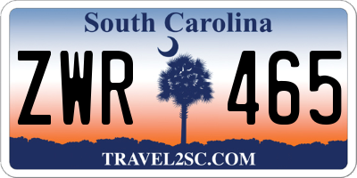 SC license plate ZWR465