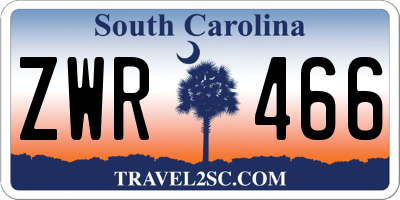 SC license plate ZWR466