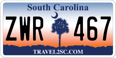 SC license plate ZWR467
