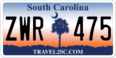 SC license plate ZWR475
