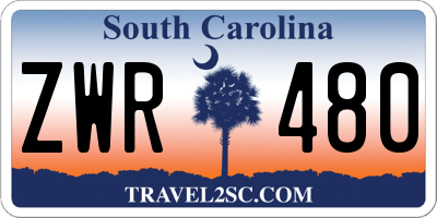 SC license plate ZWR480