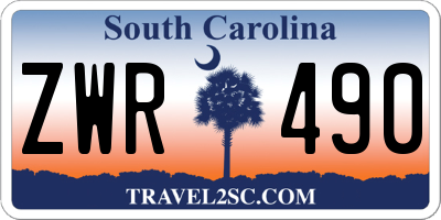 SC license plate ZWR490